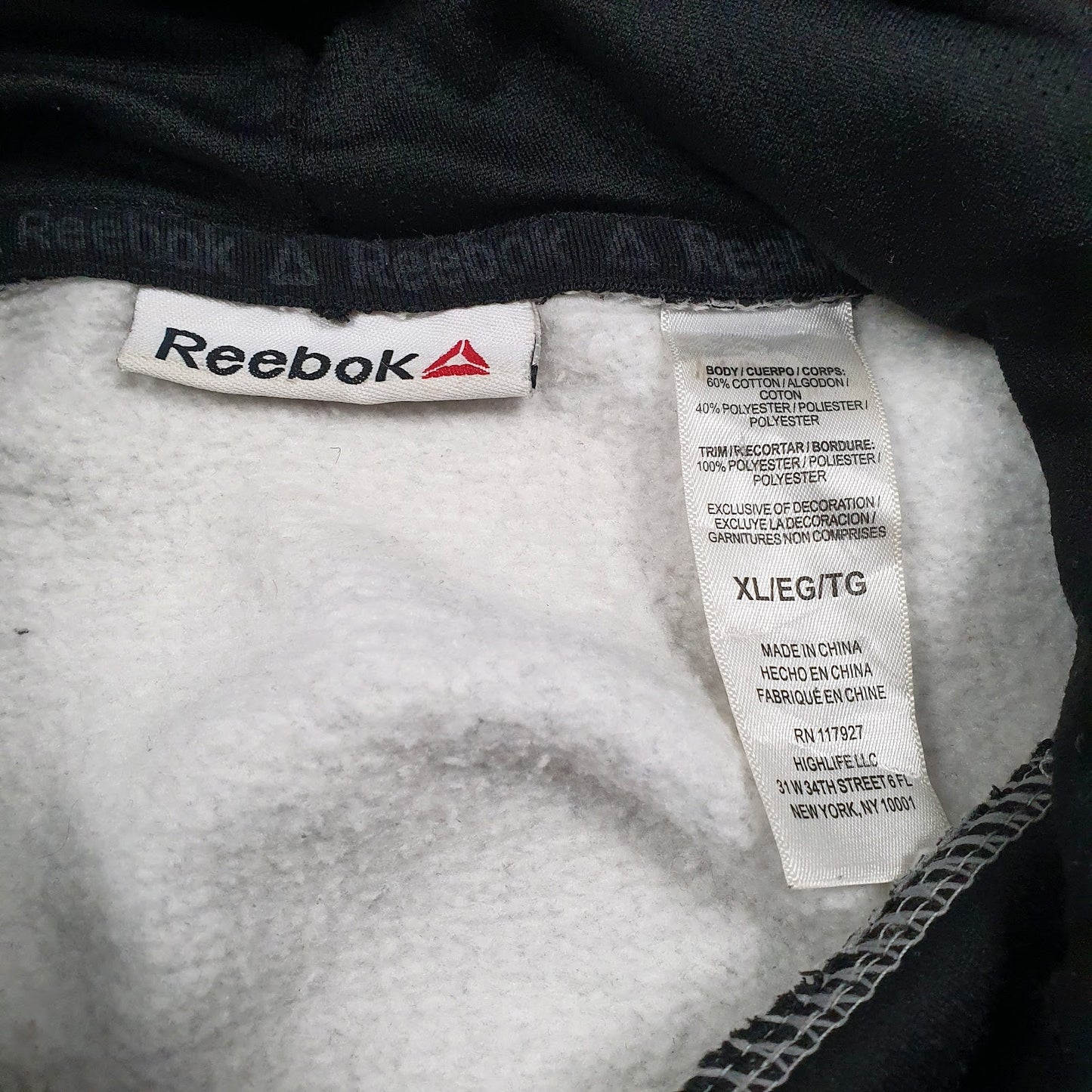 Mens Grey Reebok Spellout Hoodie Jumper