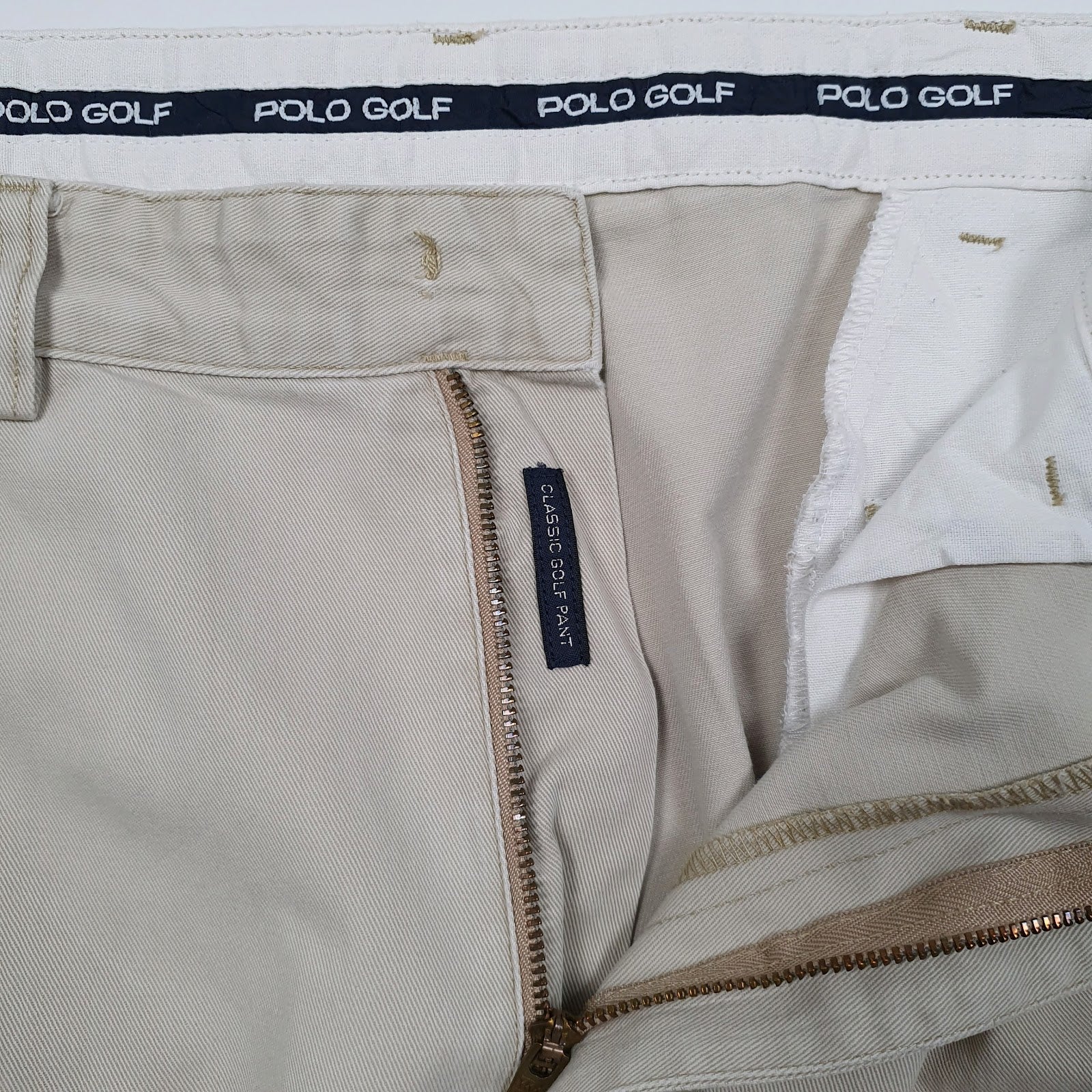 Mens Beige Polo Ralph Lauren Classic Golf Vintage 90s Double Pleated  Trousers