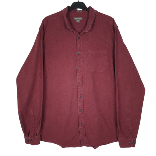 Mens Red Eddie Bauer Flannel Long Sleeve Shirt