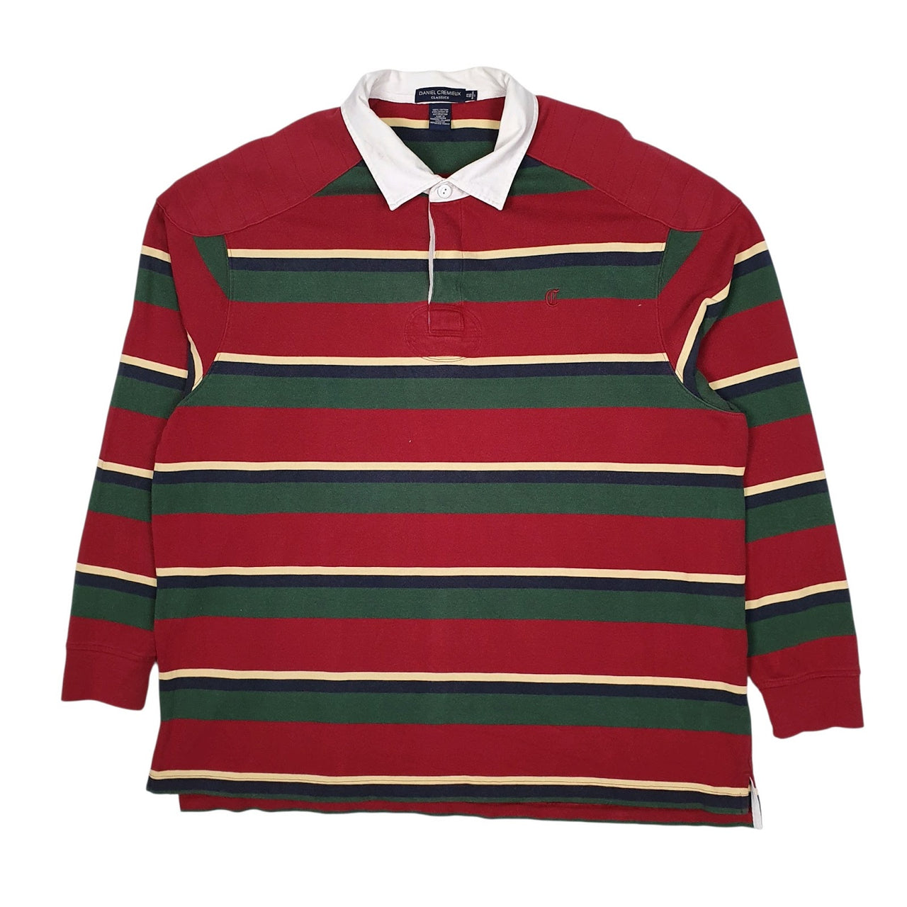 Mens Red Daniel Cremieux Rugby Vintage 90s Long Sleeve Polo Shirt
