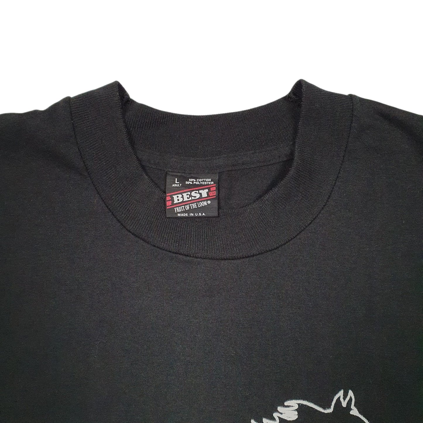 Mens Black Fruit Of The Loom Vintage 90s Single Stitch  T Shirt