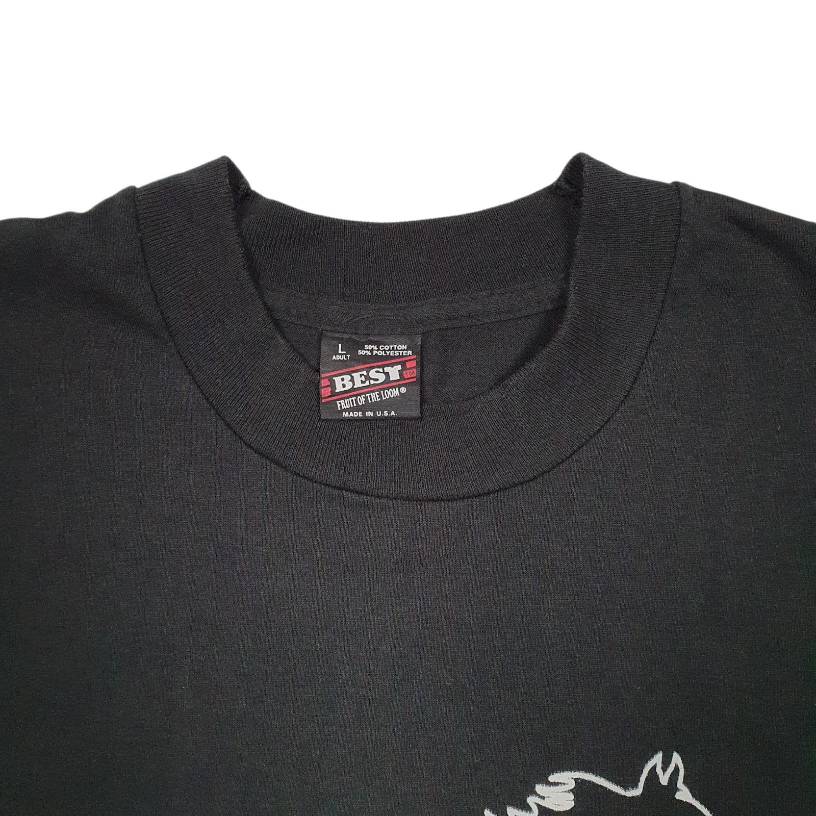 Mens Black Fruit Of The Loom Vintage 90s Single Stitch  T Shirt