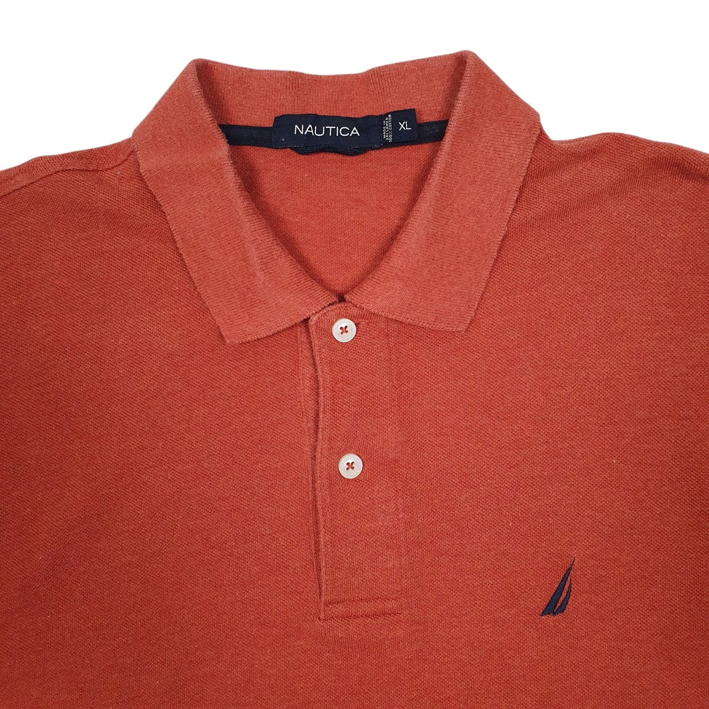 Mens Orange Nautica  Quarter Zip Polo Shirt