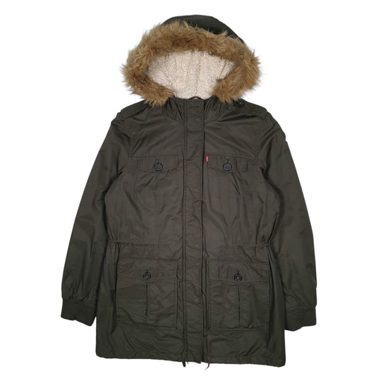 Womens Green Levis Sherpa Lined  Coat
