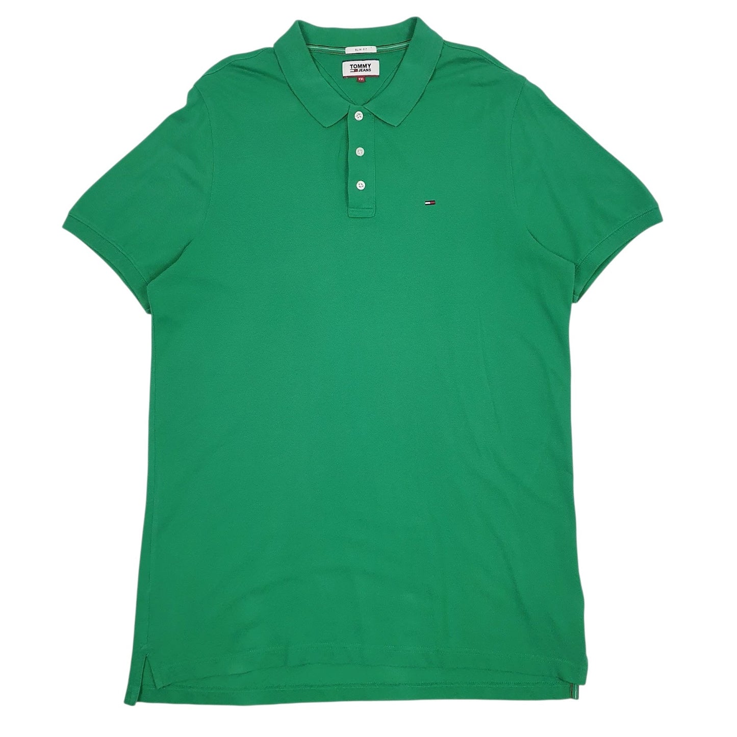 Mens Green Tommy Hilfiger Slim Short Sleeve Polo Shirt