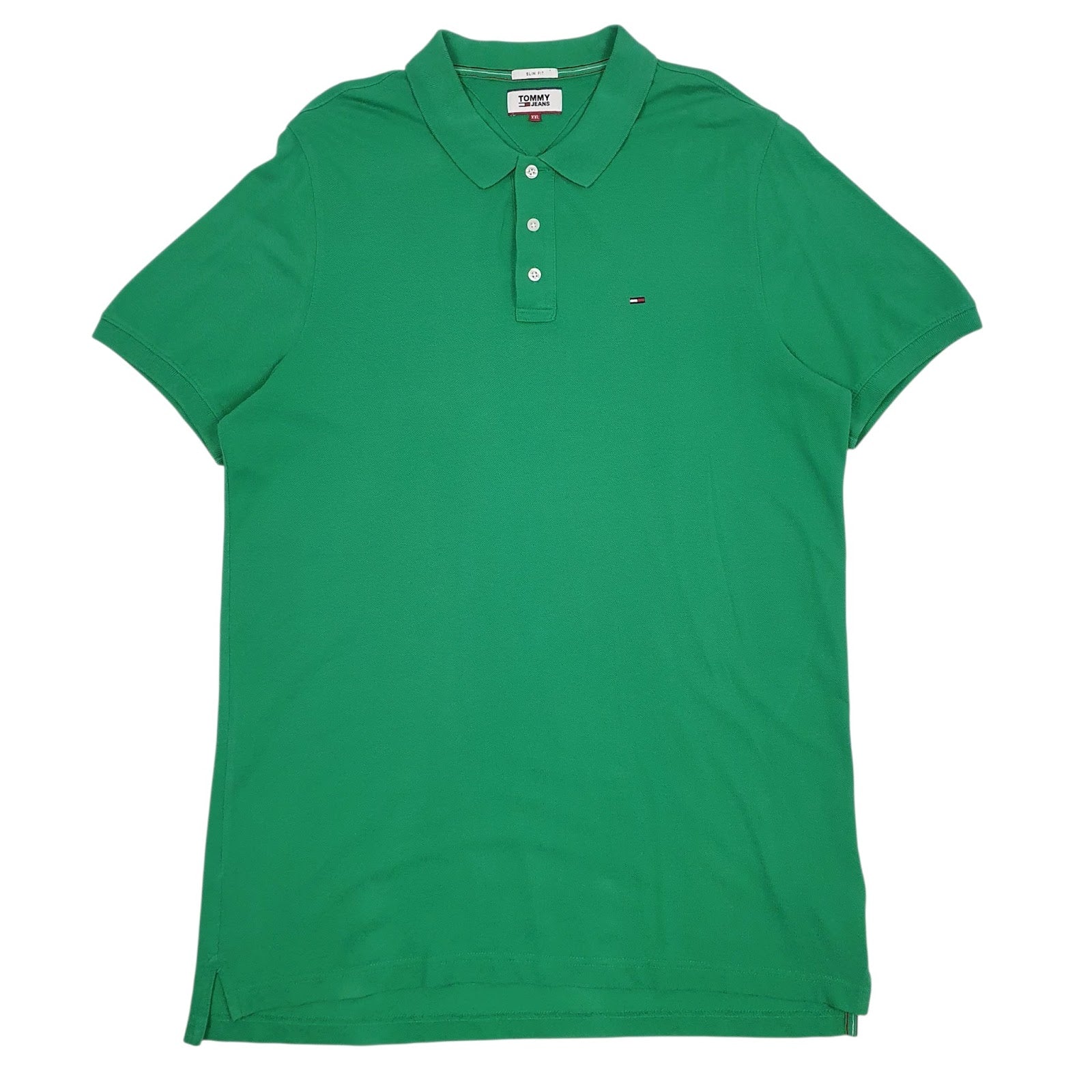 Mens Green Tommy Hilfiger Slim Short Sleeve Polo Shirt