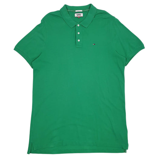 Mens Green Tommy Hilfiger Slim Short Sleeve Polo Shirt
