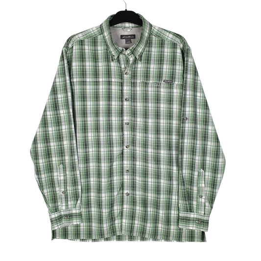 Mens Green Eddie Bauer Hiking Walking Long Sleeve Shirt