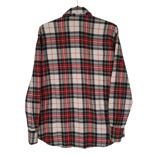 Mens Red Collex Vintage 80s Plaid Flannel  Shirt
