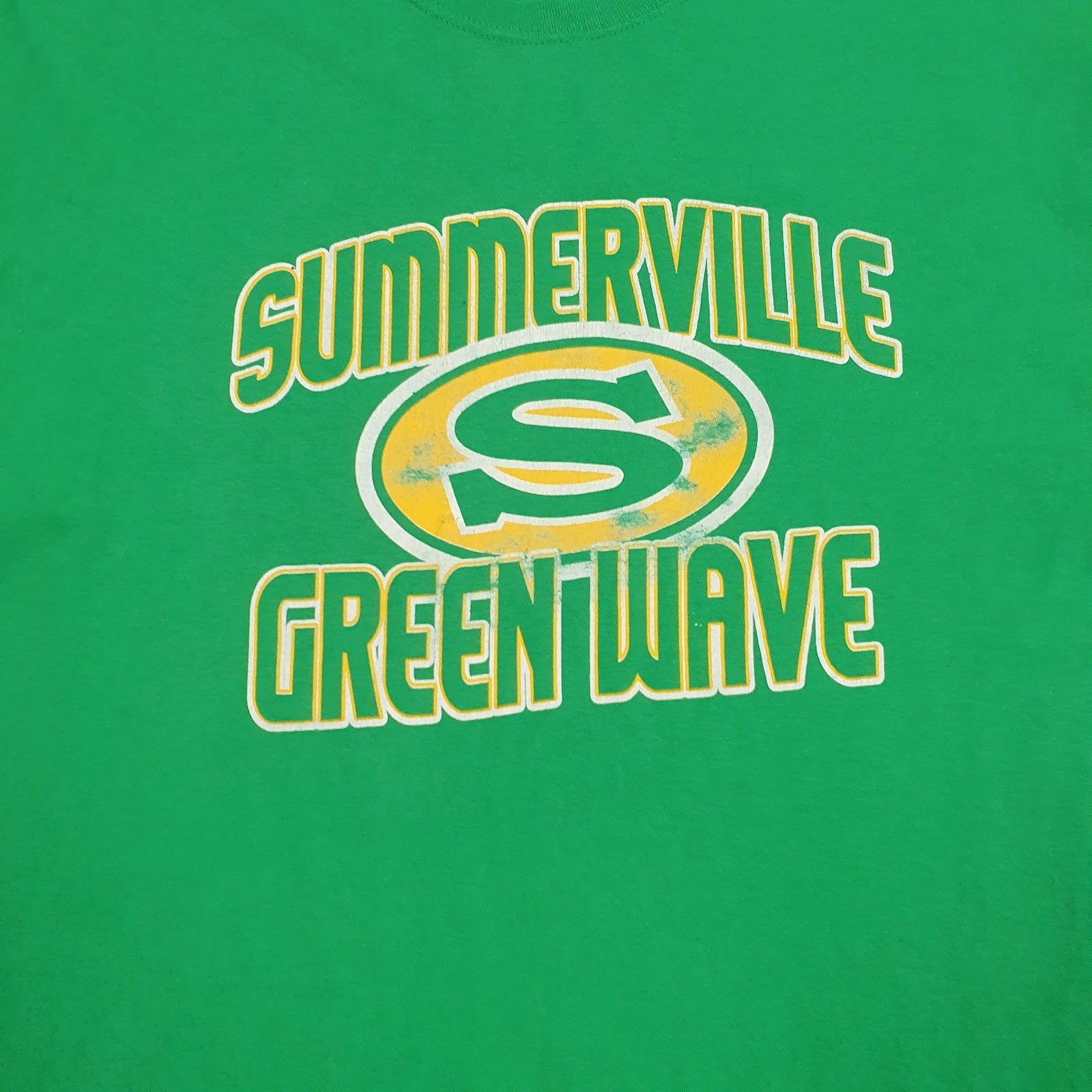 Mens Green Fruit Of The Loom Summerville Green Wave  T Shirt