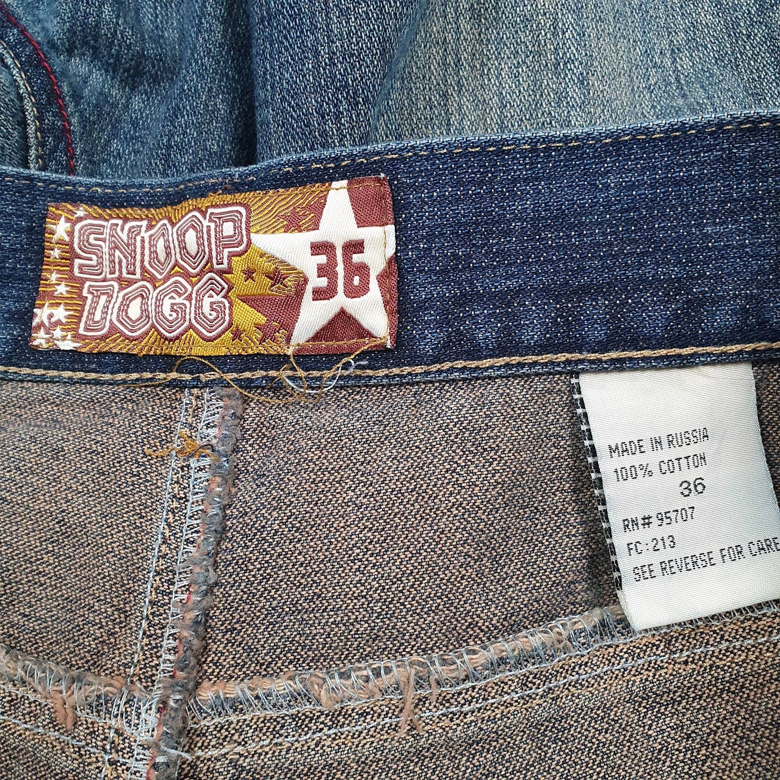 Mens Blue Snoop Dog Y2K Hip Hop Distressed  Jeans