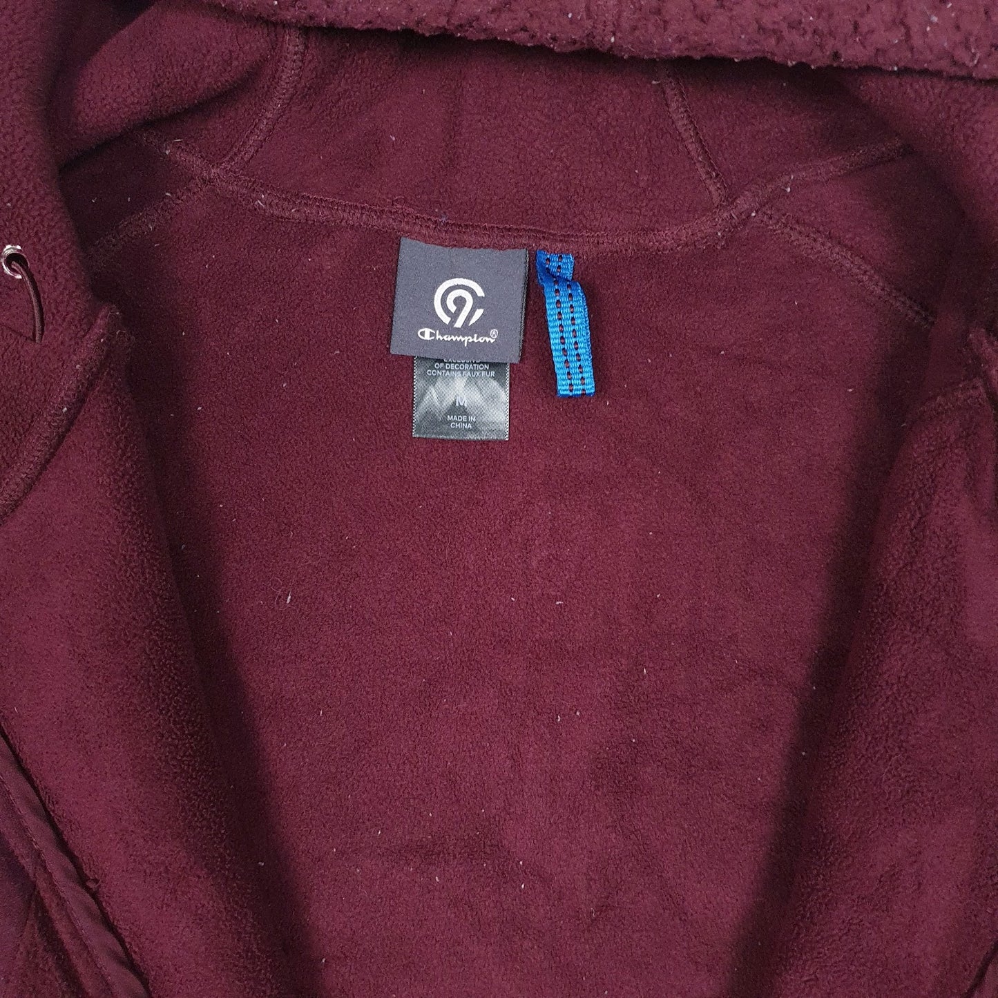 Mens Burgundy Champion Sherpa Retro Pile Full Zip Jumper