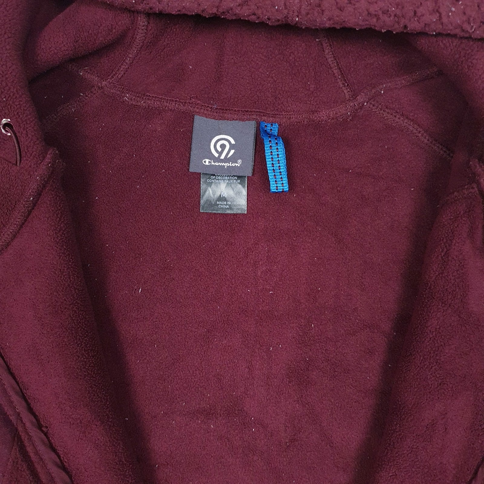Mens Burgundy Champion Sherpa Retro Pile Full Zip Jumper