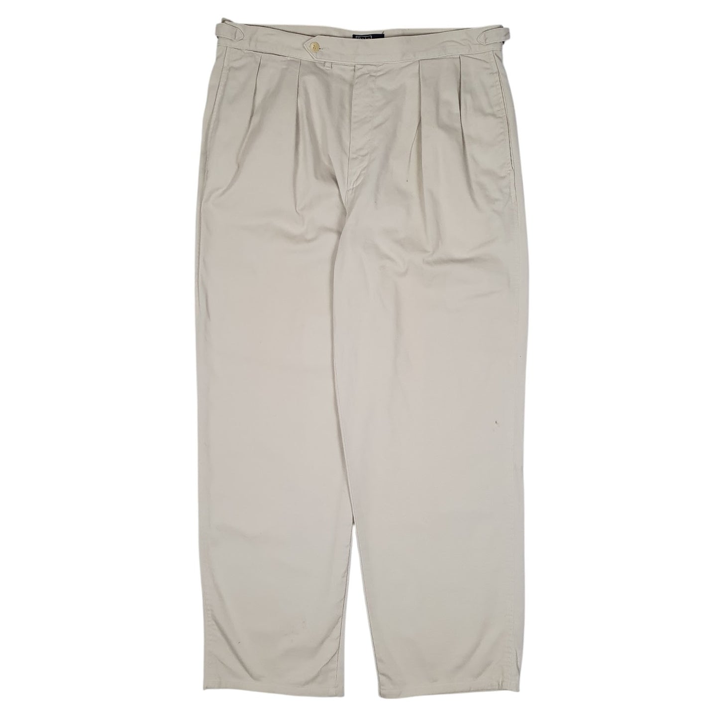 Mens Grey Polo Ralph Lauren Vintage 1980s Made In USA Double Pleated Golf Chino Trousers
