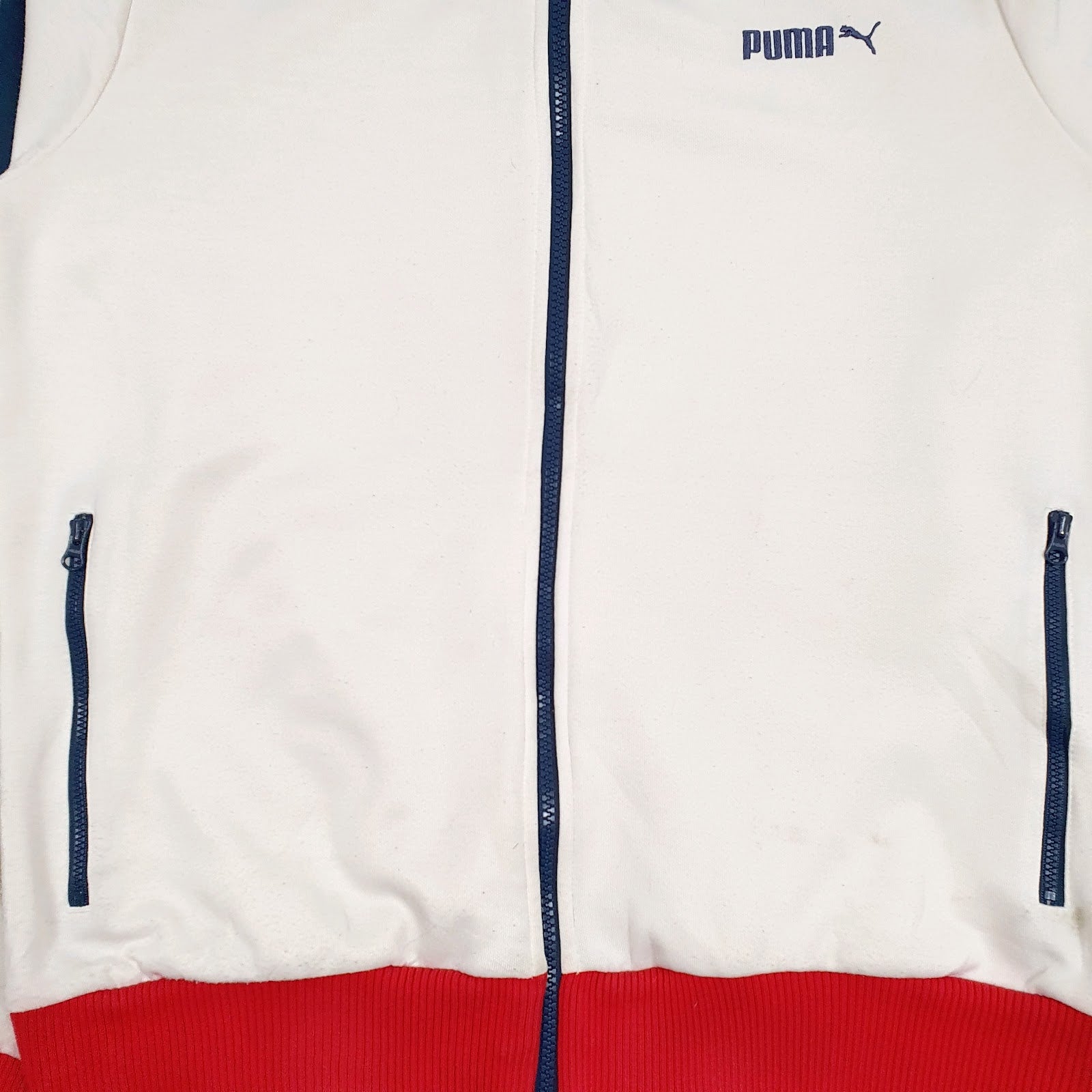 Mens White Puma  Full Zip Jumper