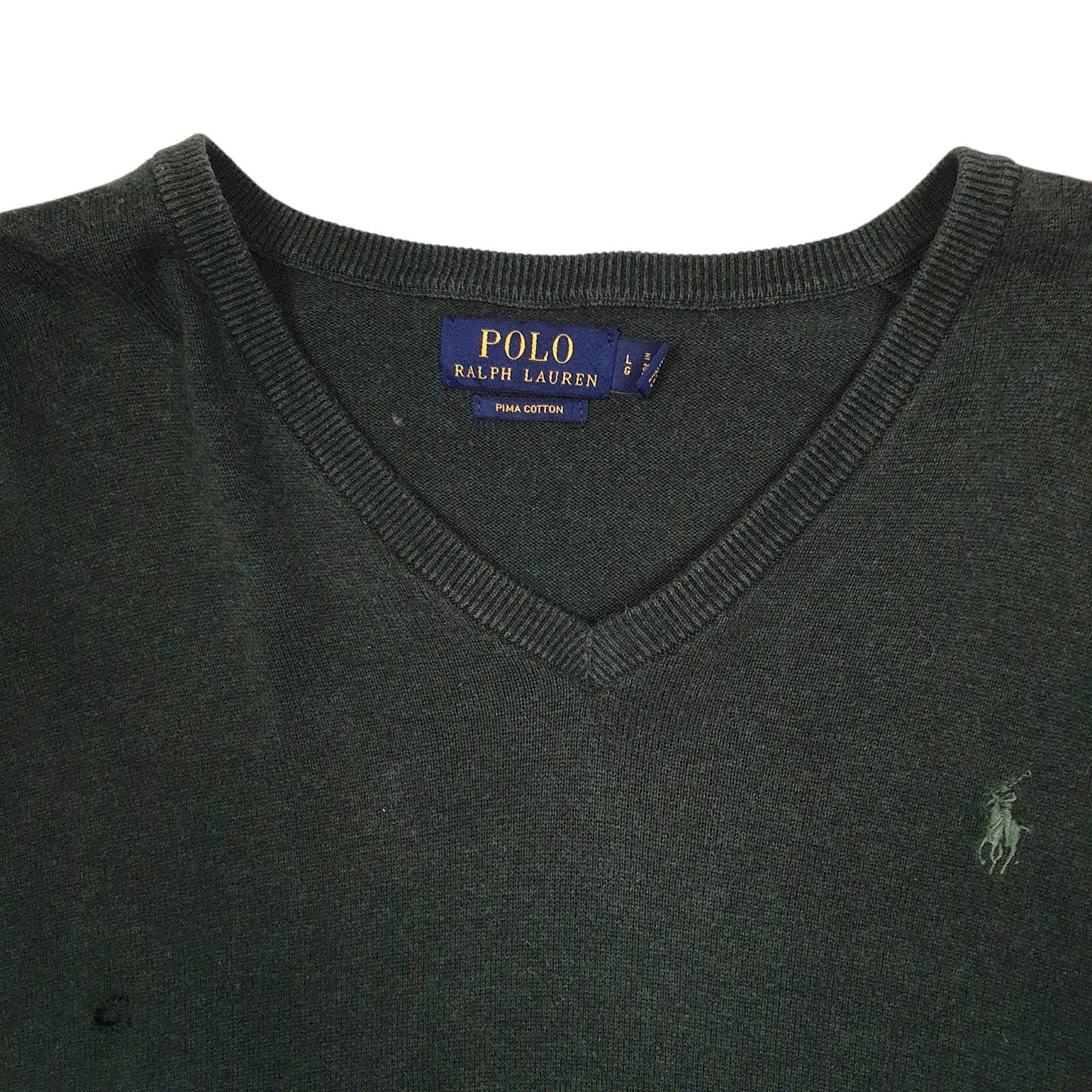 Mens Green Polo Ralph Lauren  V Neck Jumper