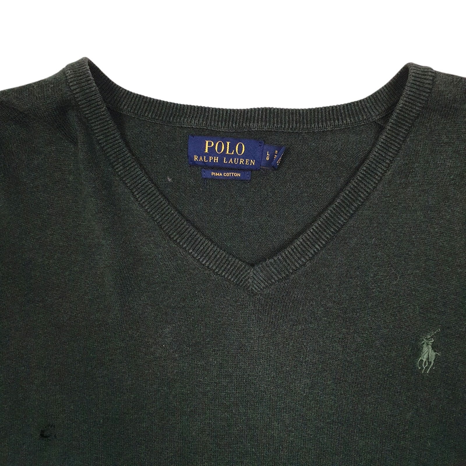 Mens Green Polo Ralph Lauren  V Neck Jumper