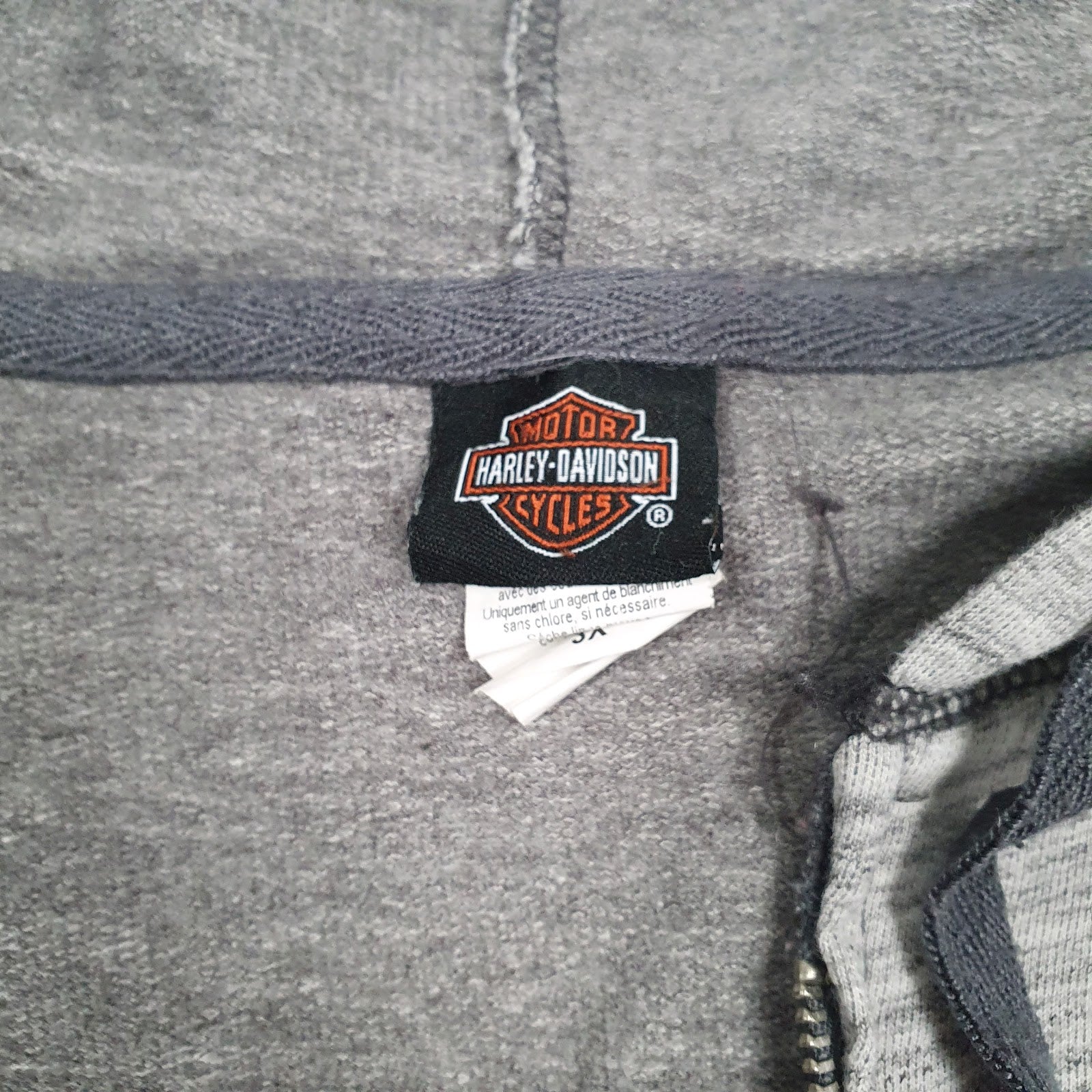 Womens Grey Harley Davidson Spellout Full Zip Jumper