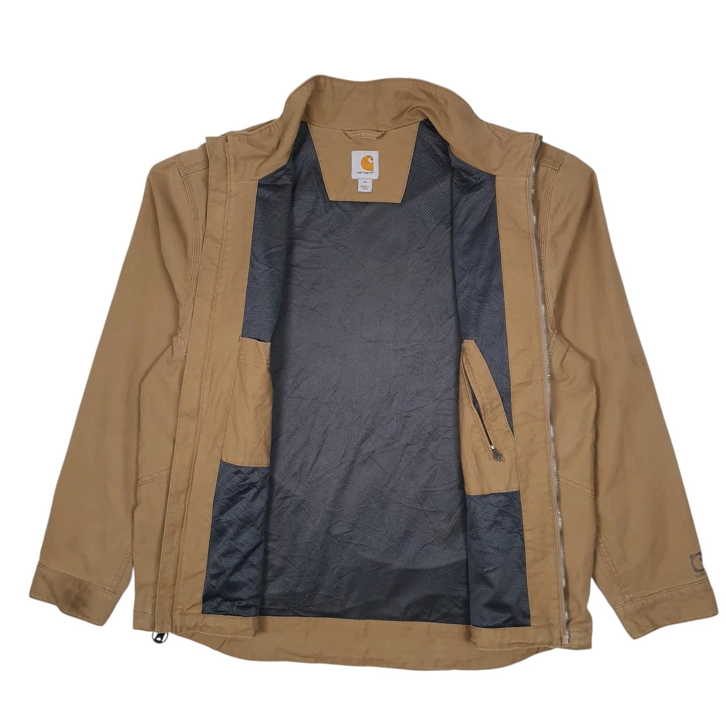 Mens Brown Carhartt Cryder Foreman Detroit Windbreaker Full Zip Coat