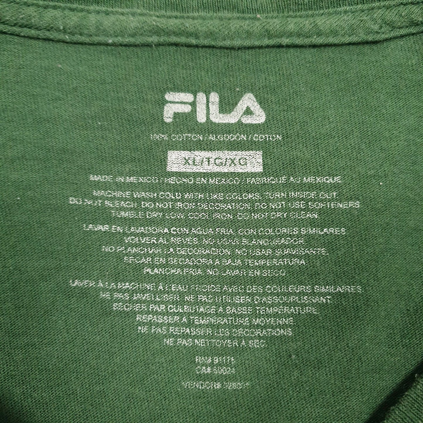 Mens Green Fila Spellout  T Shirt