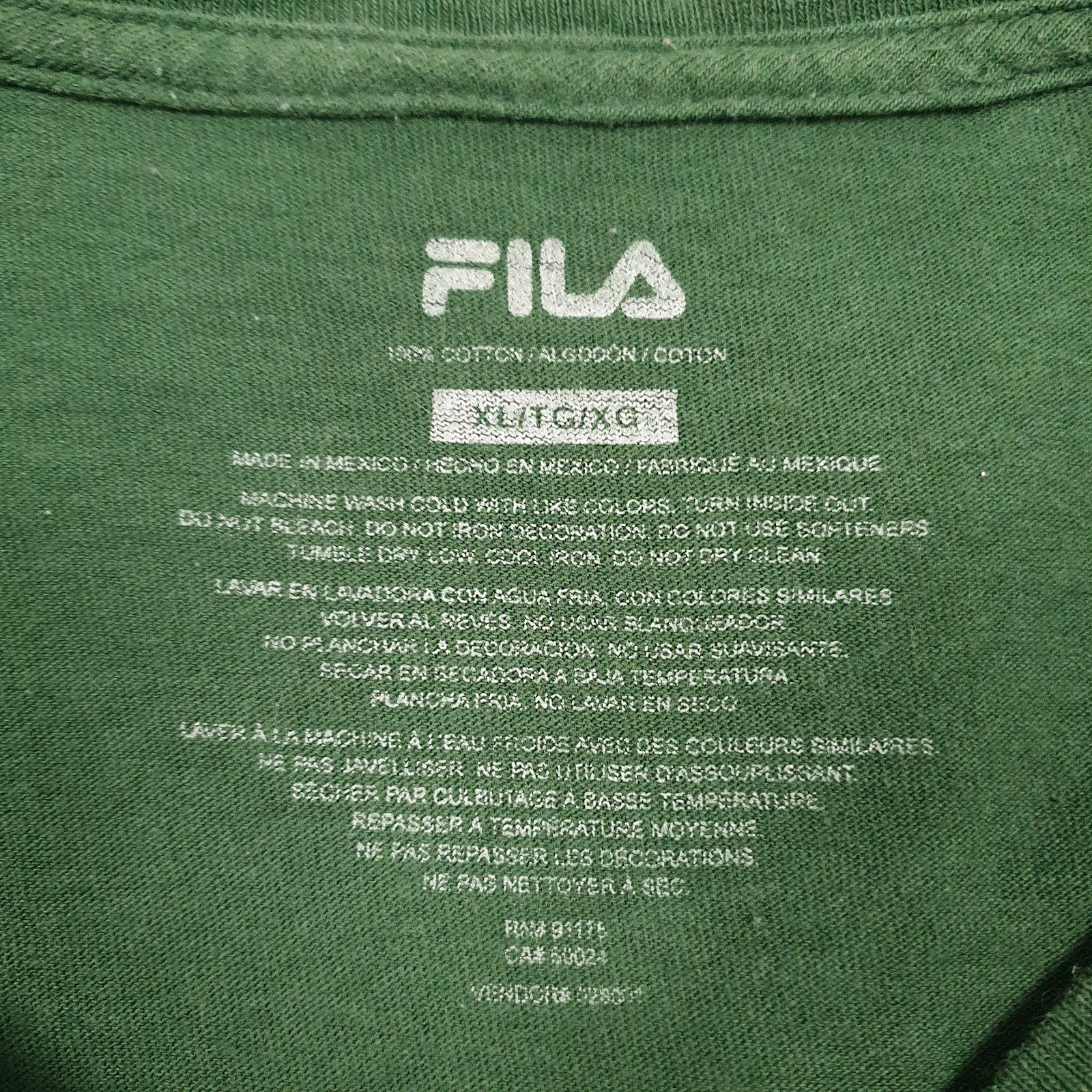 Mens Green Fila Spellout  T Shirt