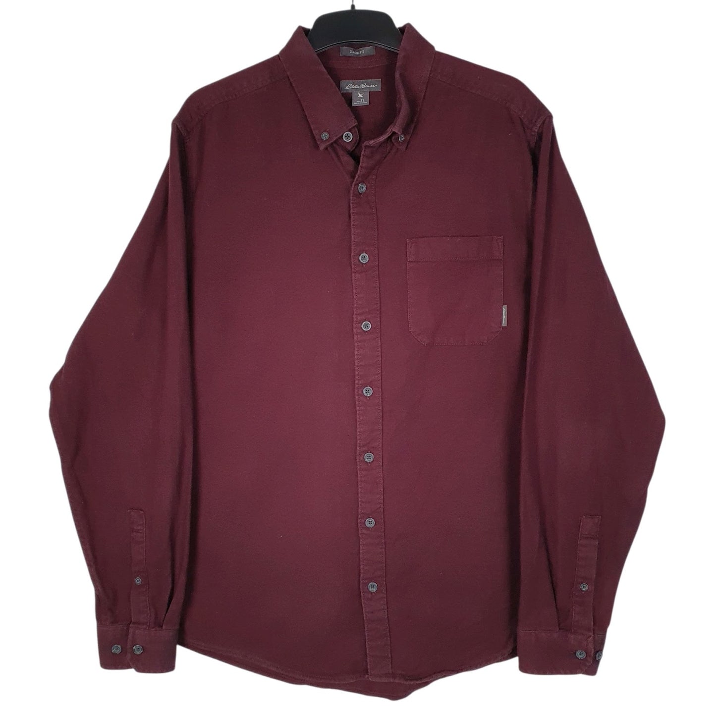 Mens Burgundy Eddie Bauer Chamois Long Sleeve Shirt