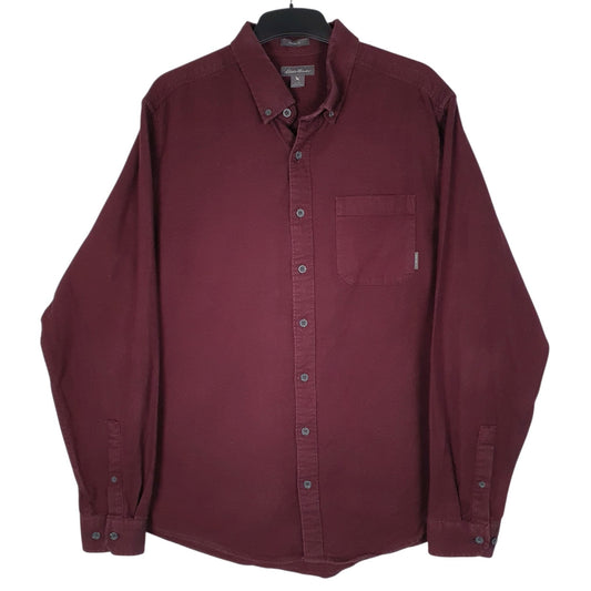 Mens Burgundy Eddie Bauer Chamois Long Sleeve Shirt