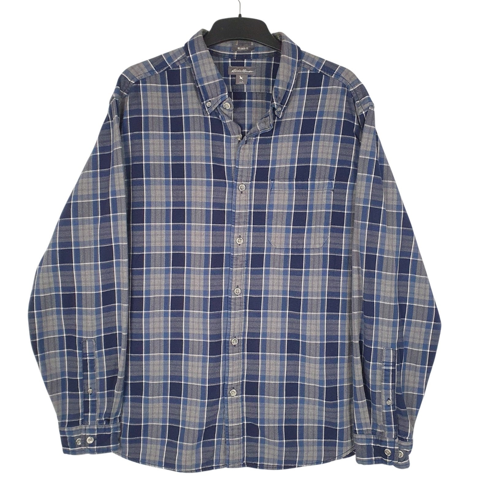 Mens Grey Eddie Bauer Flannel Long Sleeve Shirt