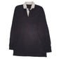 Mens Black Unbranded Rugby Long Sleeve Polo Shirt