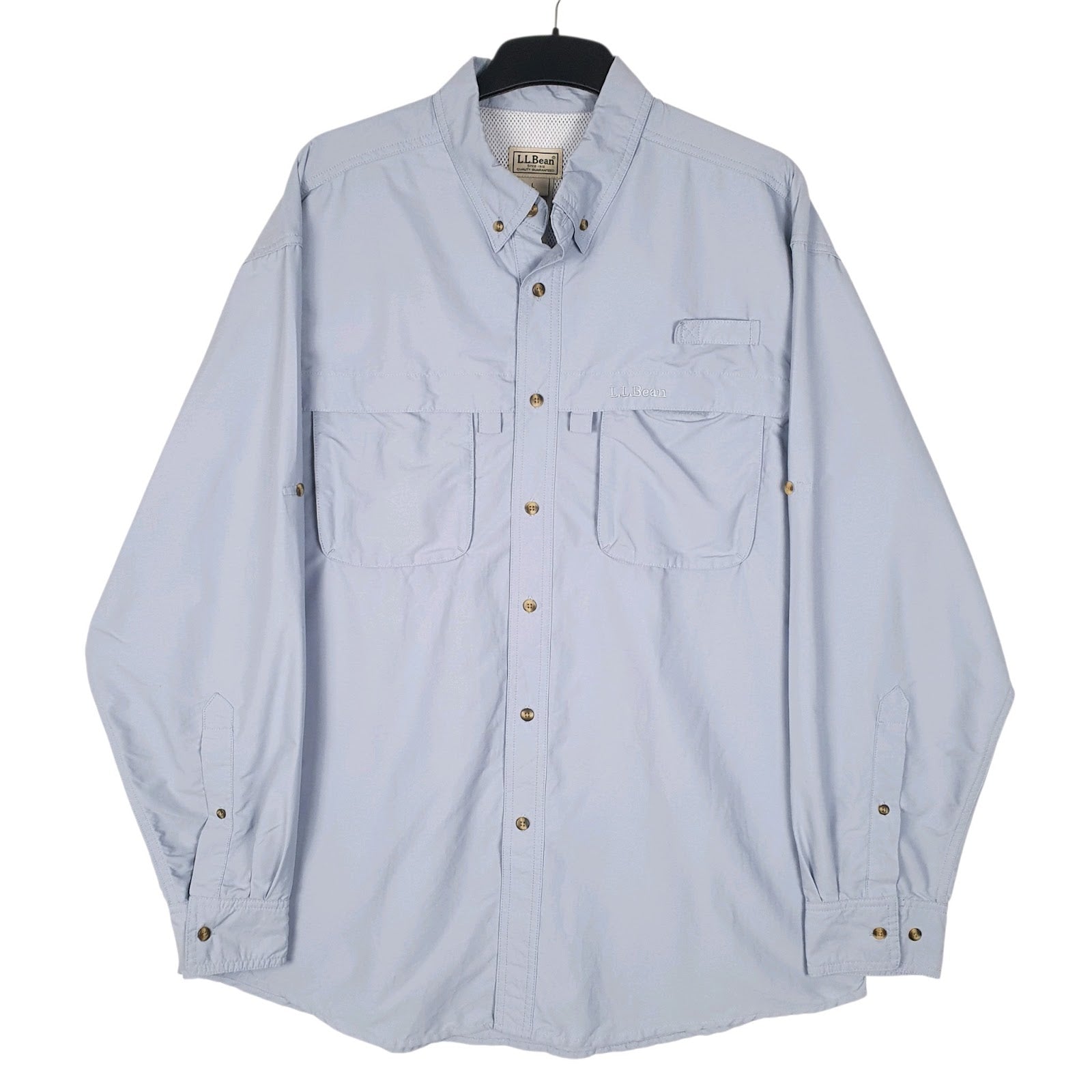Mens Blue L.L.Bean Hiking Long Sleeve Shirt