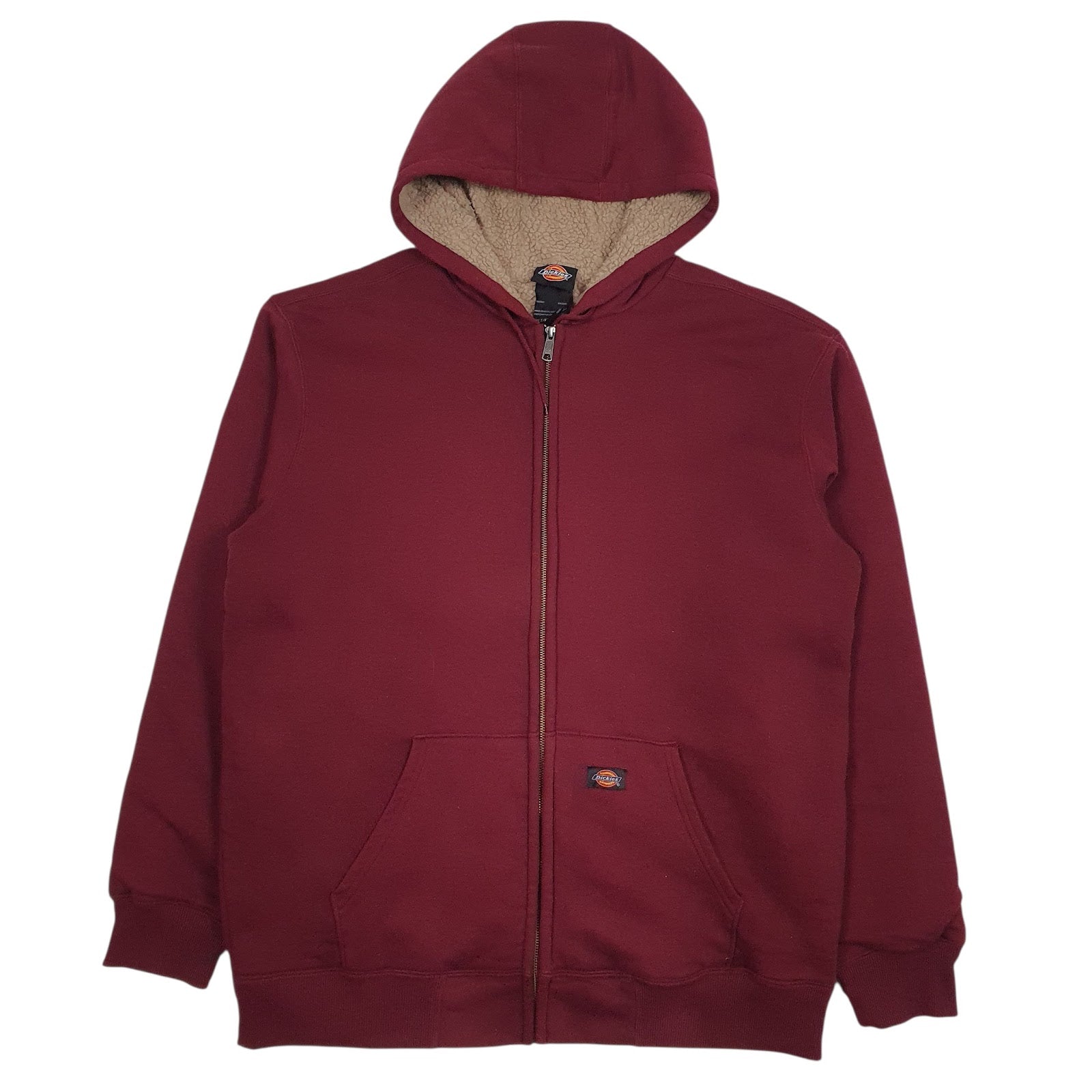 Mens Burgundy Dickies Fleece Lined Full Zip Jumper