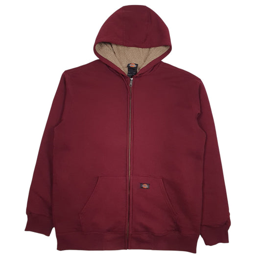 Mens Burgundy Dickies Fleece Lined Full Zip Jumper