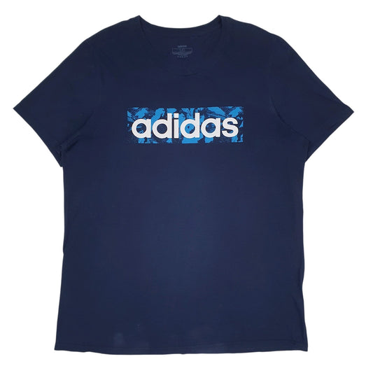 Mens Navy Adidas Spellout Short Sleeve T Shirt