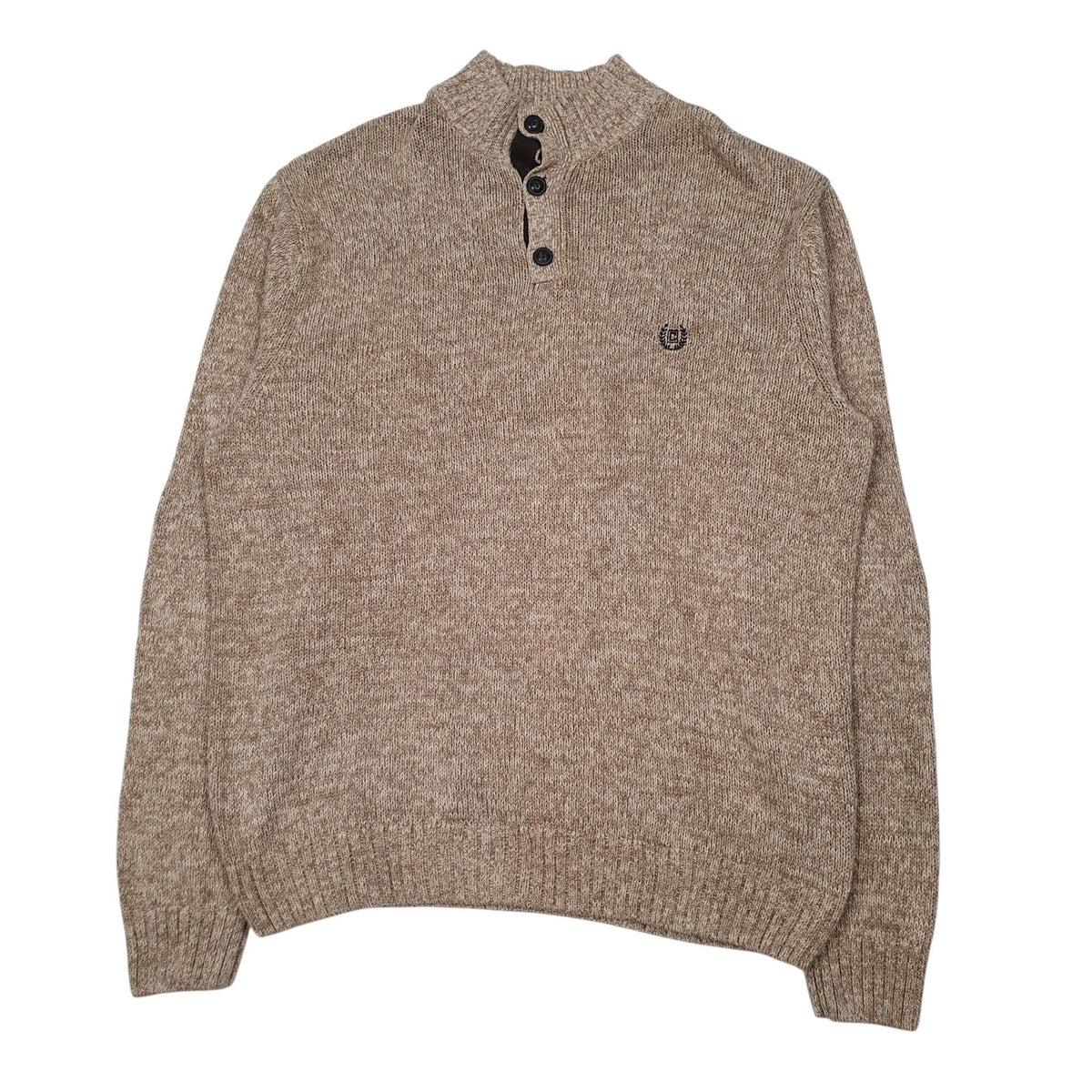Mens Brown Chaps Knit Quarter Zip Jumper