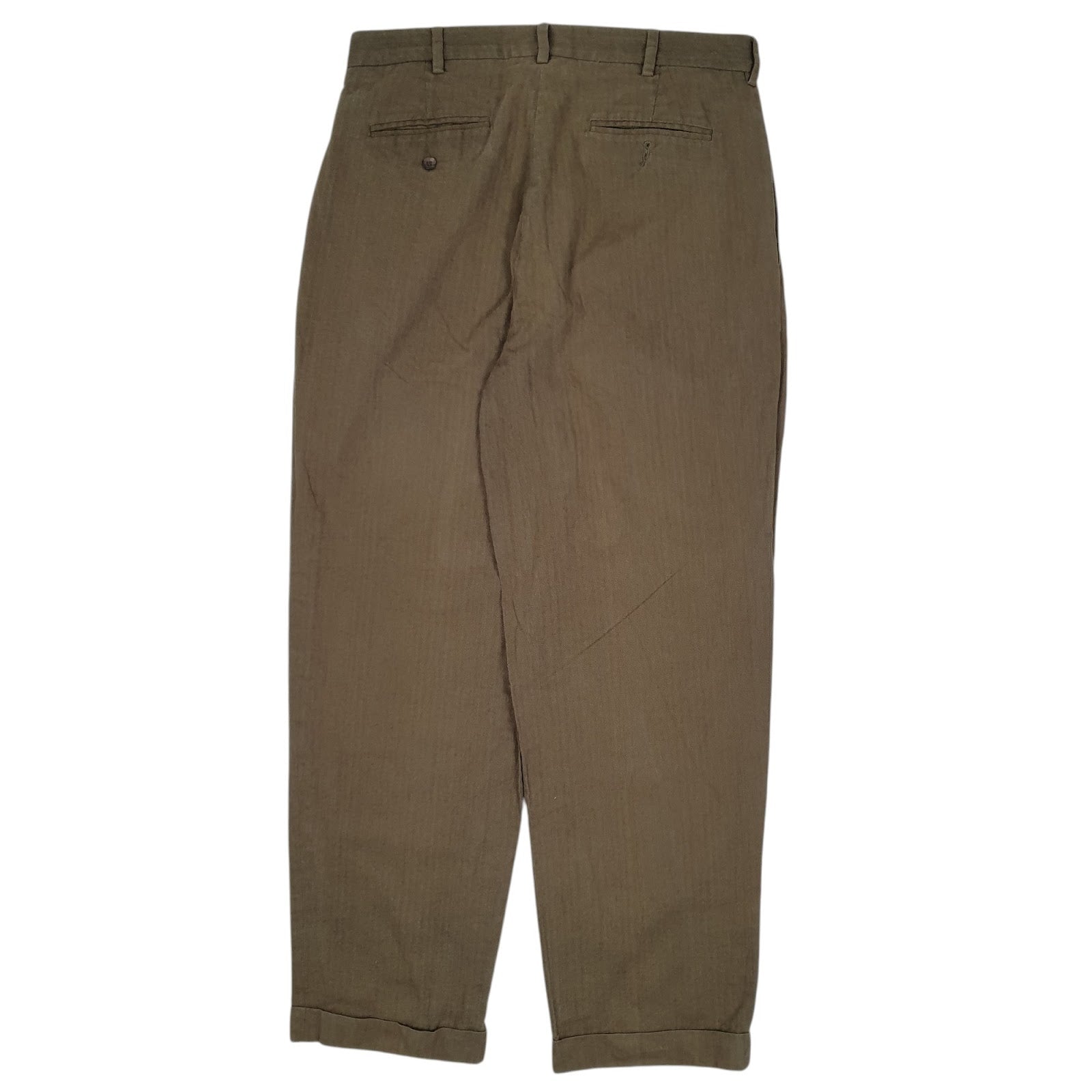 Mens Green Polo Ralph Lauren Double Pleated Herringbone  Trousers