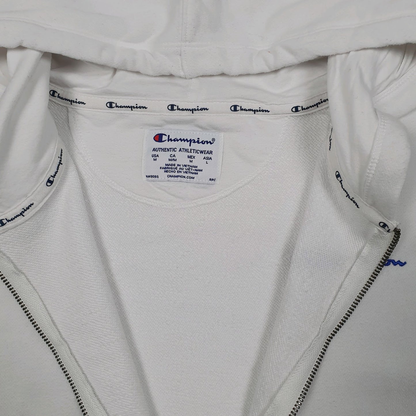 Womens White Champion Hoodie Full Zip Jumper
