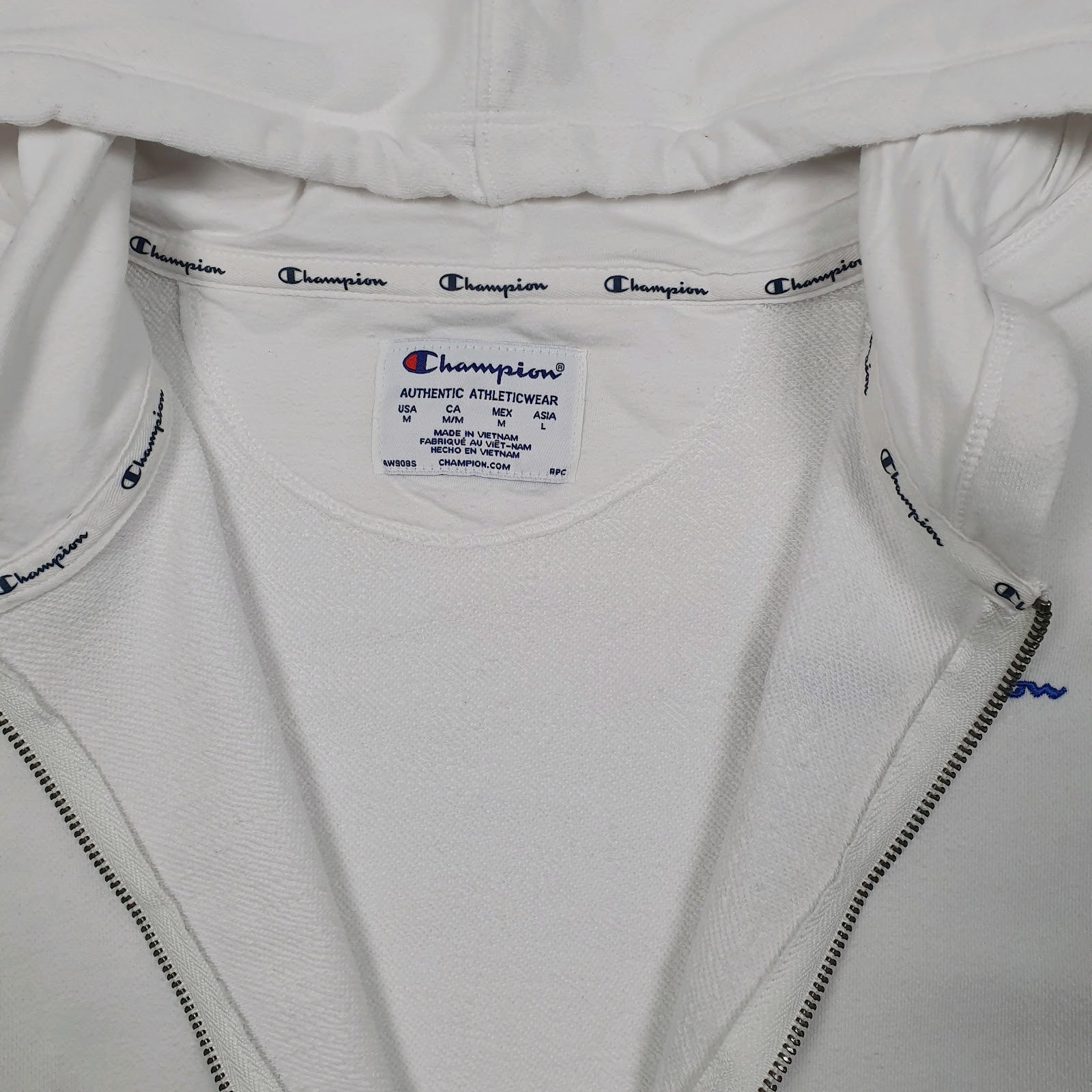 Womens White Champion Hoodie Full Zip Jumper