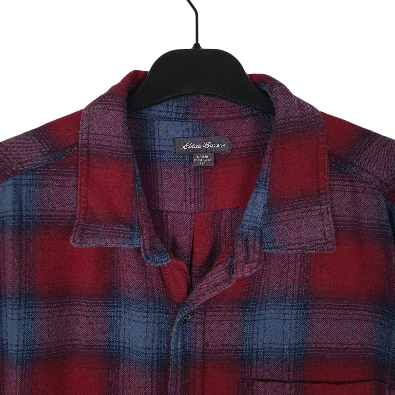 Mens Burgundy Eddie Bauer Thick Flannel  Shirt