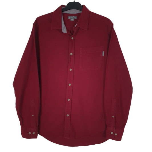 Mens Burgundy Eddie Bauer Flannel Long Sleeve Shirt