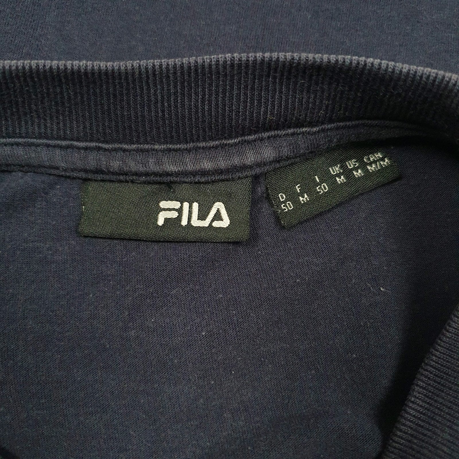 Mens Navy Fila Spellout  T Shirt