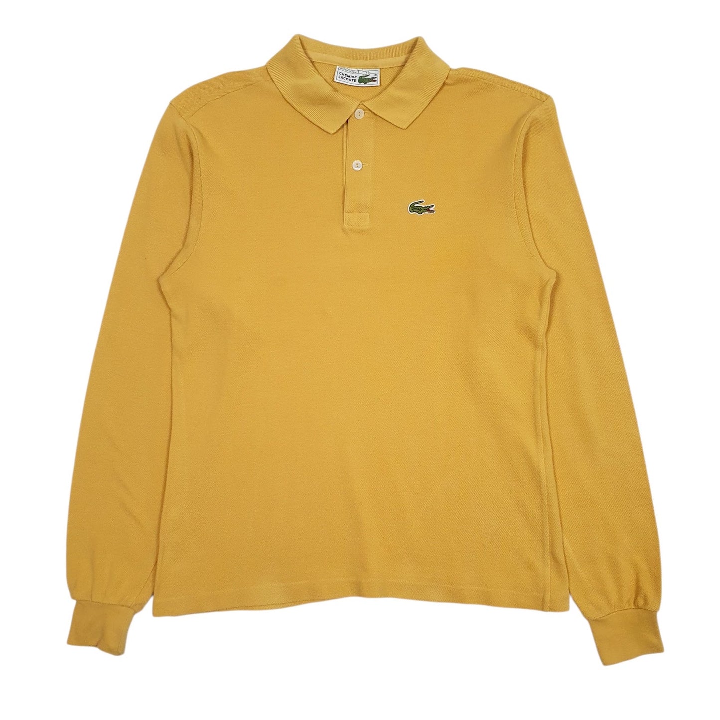 Mens Yellow Lacoste Vintage Long Sleeve Polo Shirt
