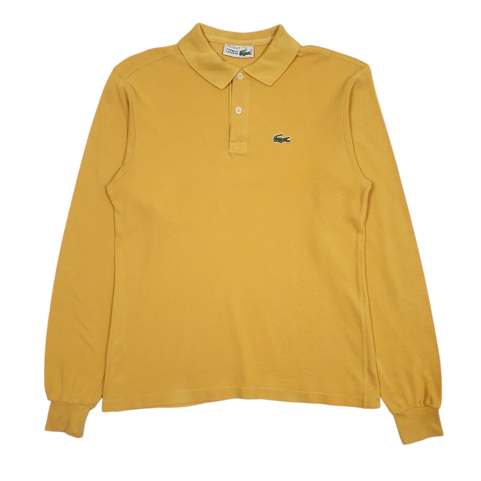 Mens Yellow Lacoste Vintage Long Sleeve Polo Shirt