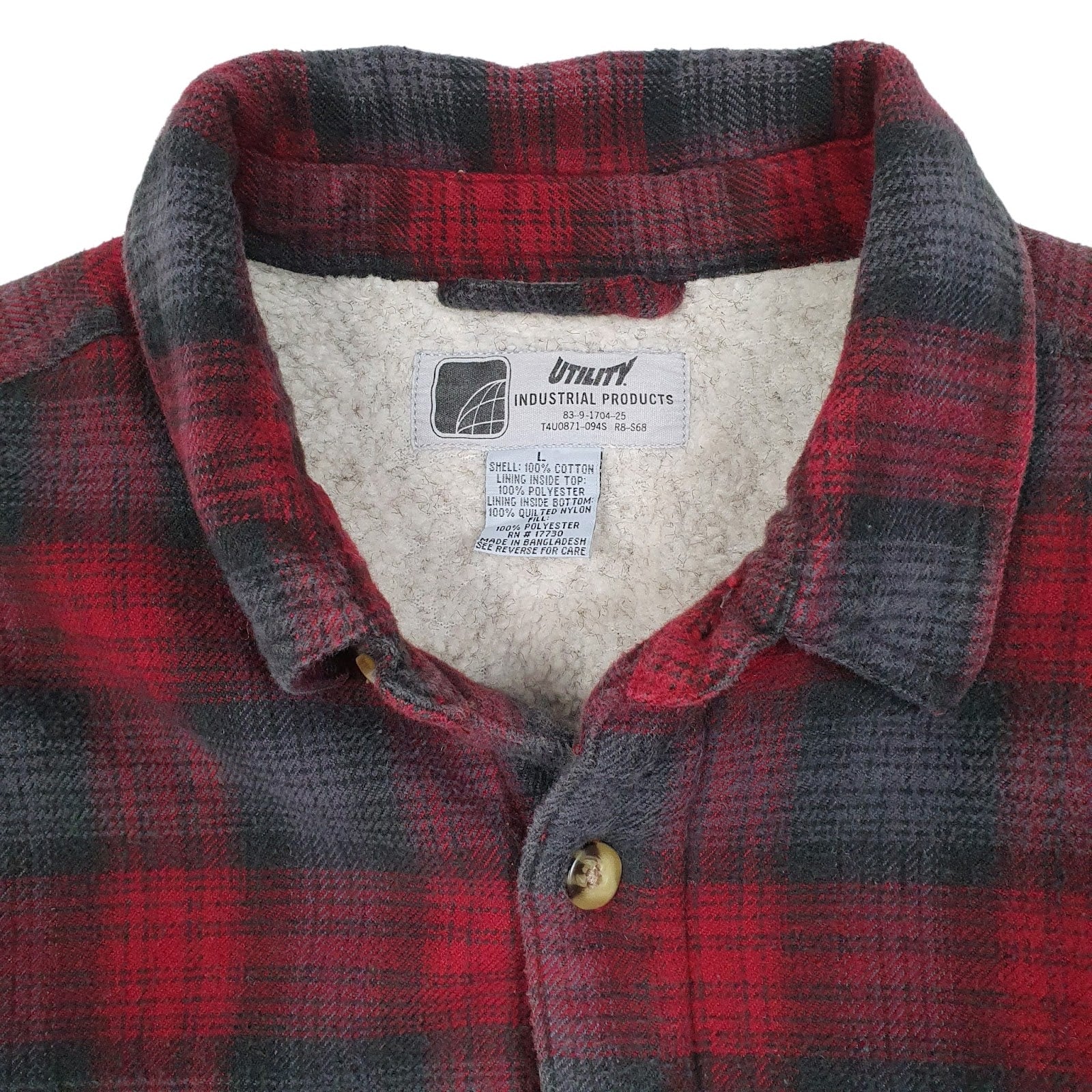 Mens Grey Utility Sherpa Lined Flannel Plaid  Coat