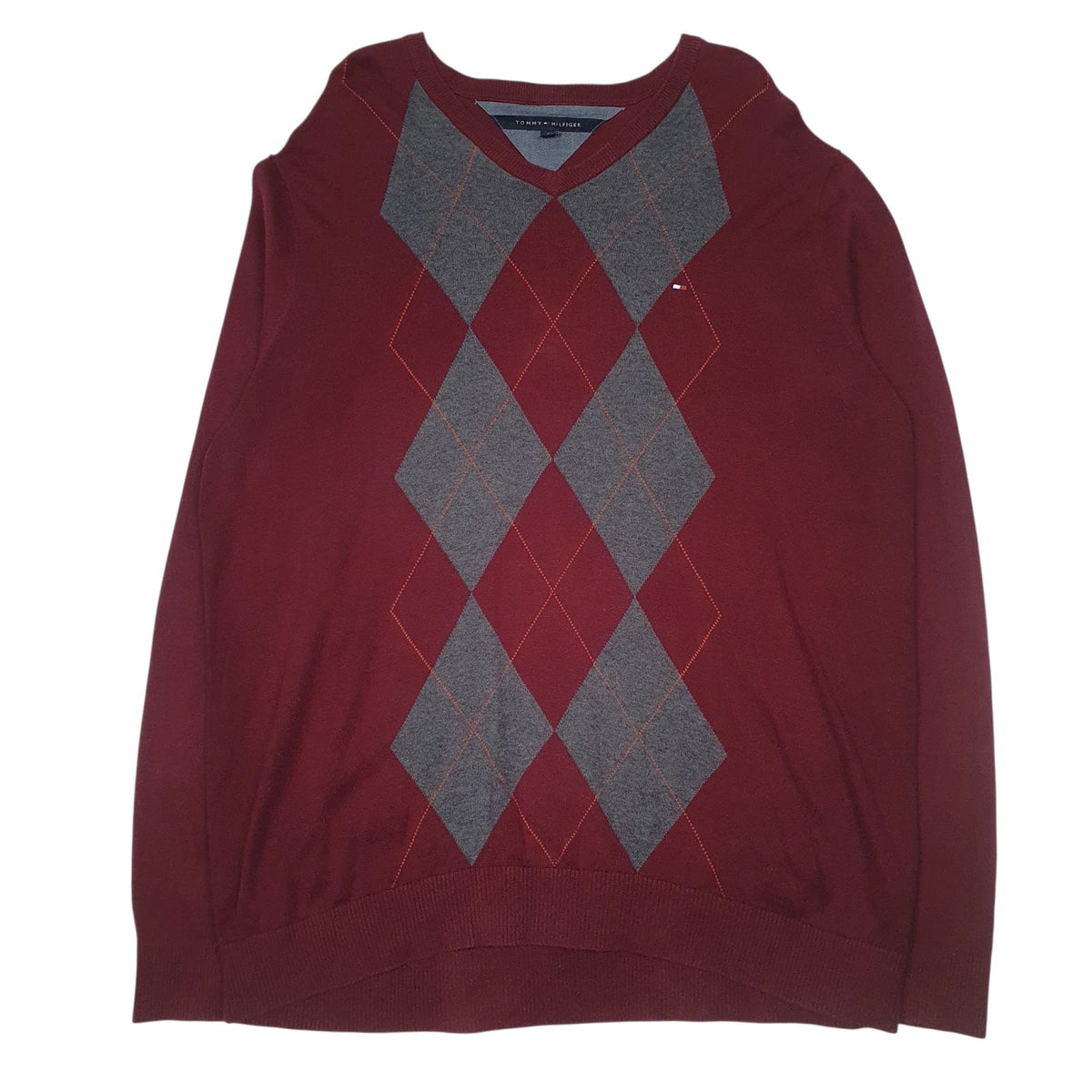 Womens Red Tommy Hilfiger  V Neck Jumper