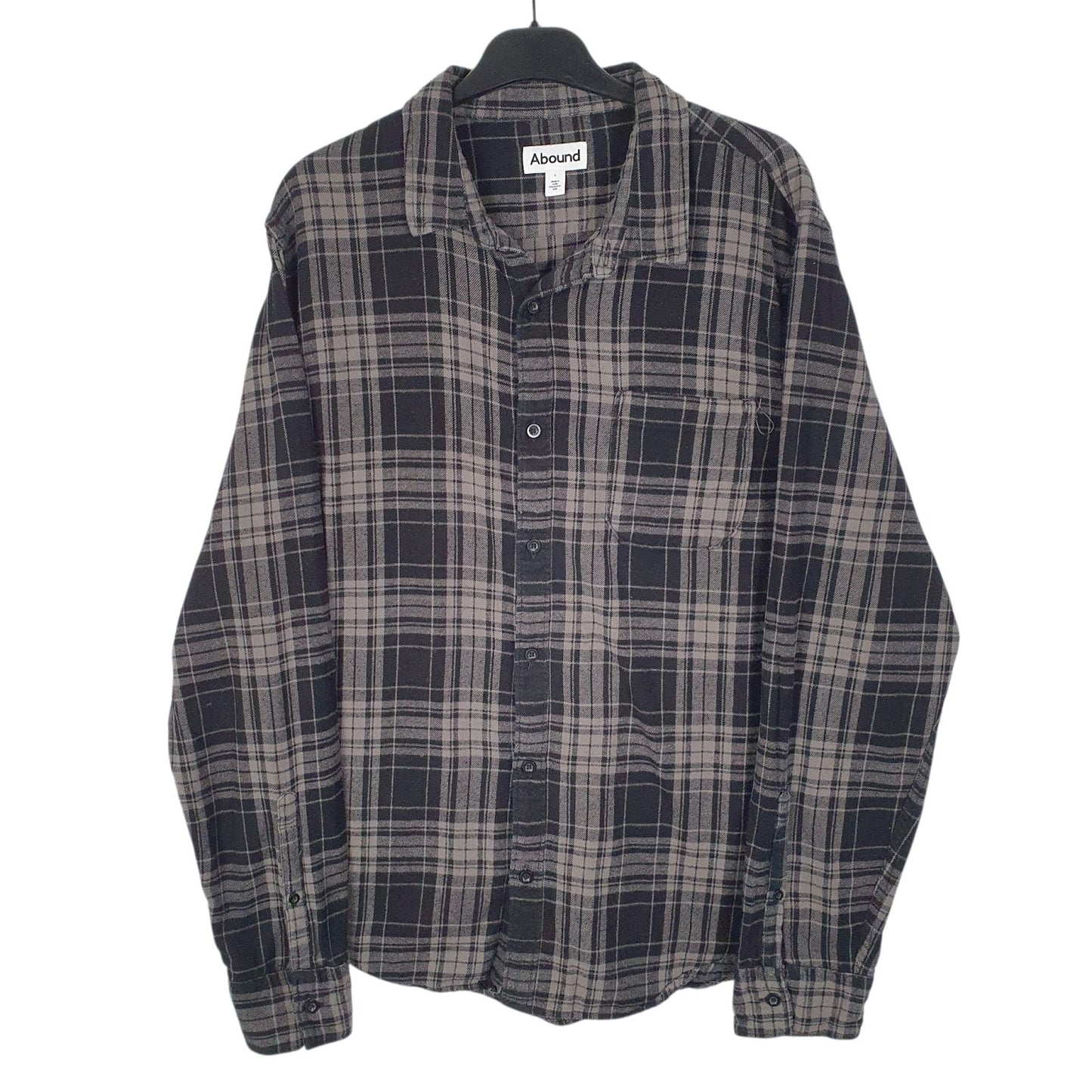 Mens Grey Abound Flannel Long Sleeve Shirt
