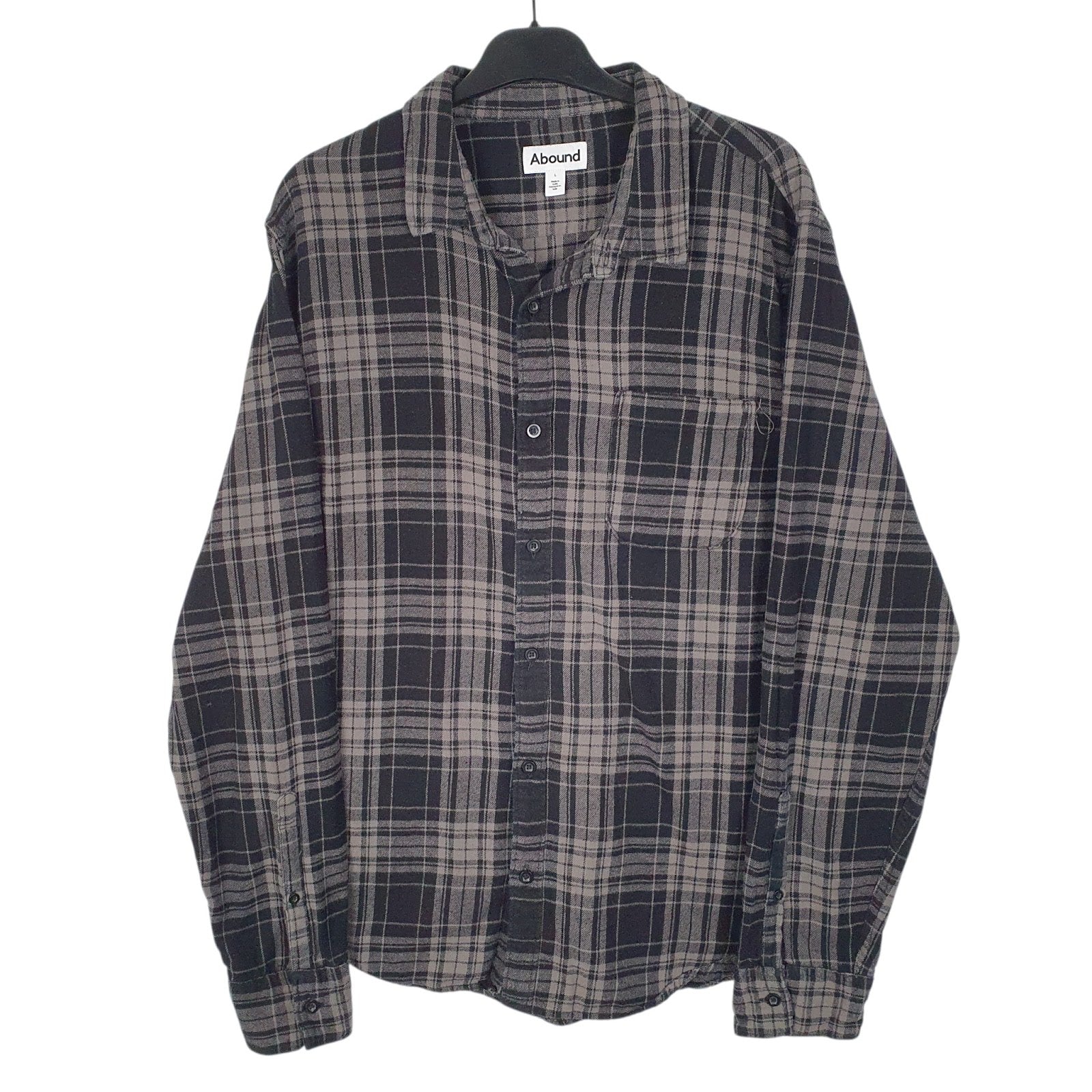 Mens Grey Abound Flannel Long Sleeve Shirt