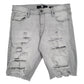 Mens Grey Jordan Craig Distressed Denim Shorts