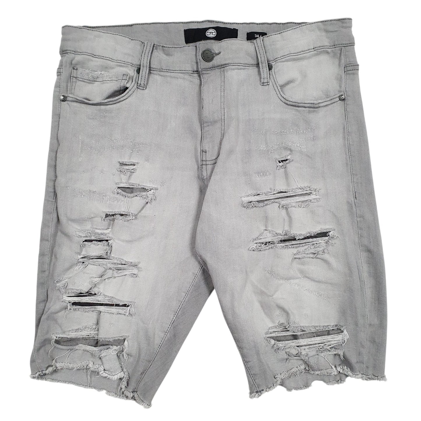 Mens Grey Jordan Craig Distressed Denim Shorts