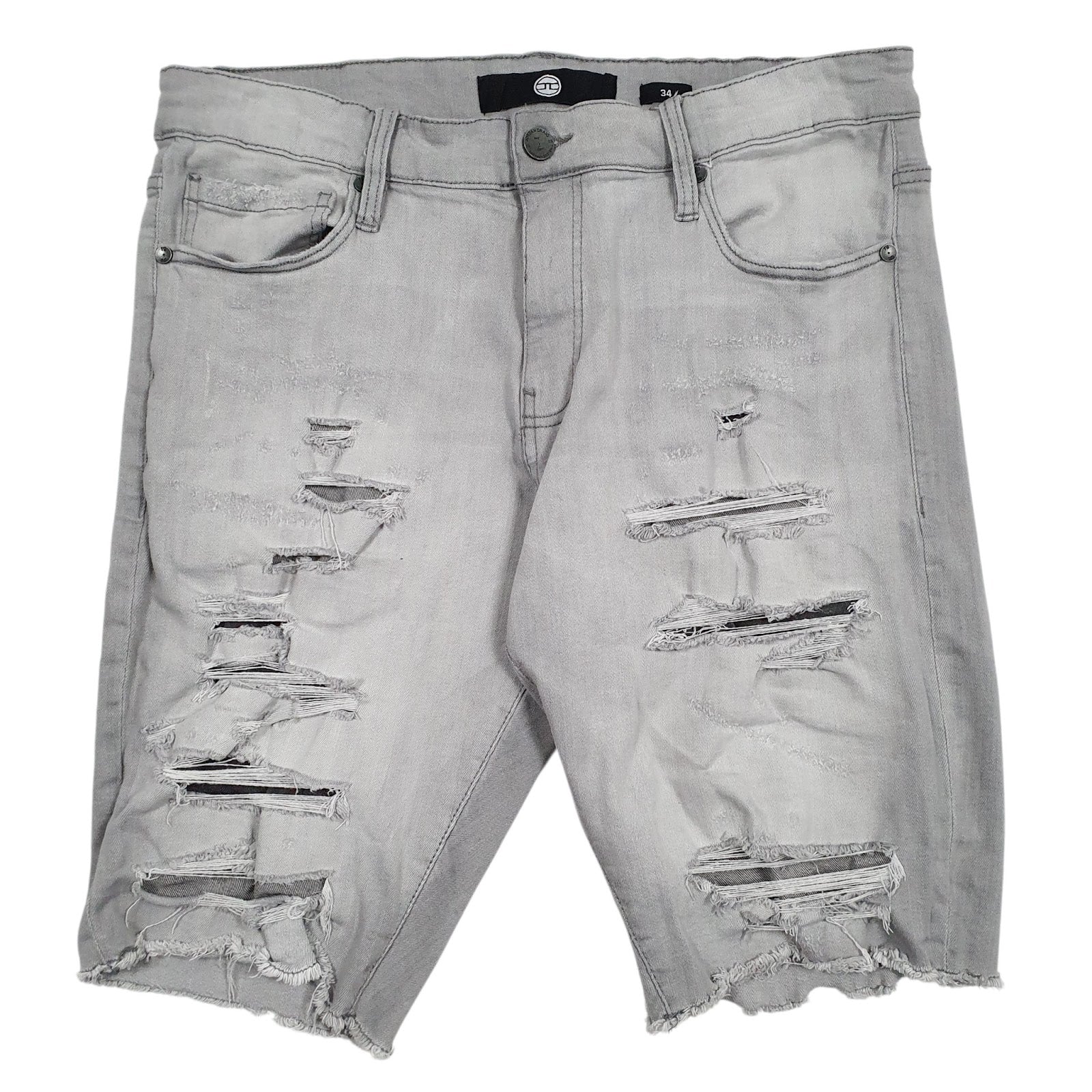 Mens Grey Jordan Craig Distressed Denim Shorts