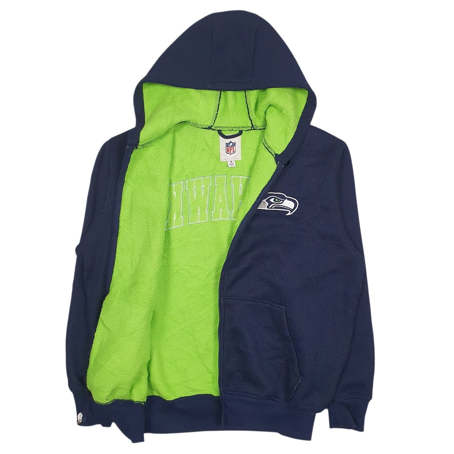 Mens Navy NFL Seattle Seahawks Baggy Fleece Lined Full Zip Jumper